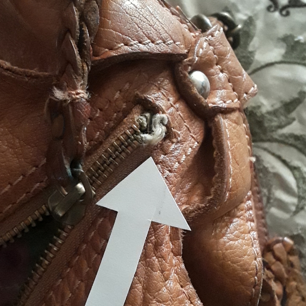 Leather purse,  needs repairs, light brown - Picture 4 of 12